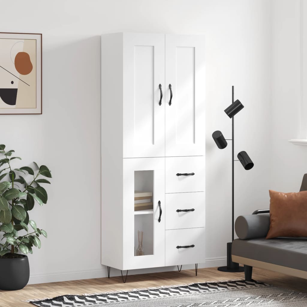 Buffet haut Blanc 69,5x34x180 cm Bois d'ingénierie - XIOS