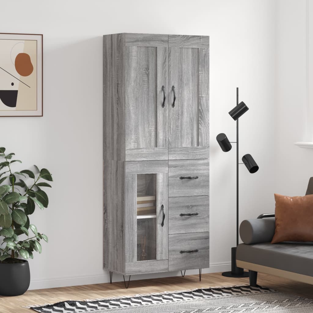 Buffet haut Sonoma gris 69,5x34x180 cm Bois d'ingénierie - XIOS