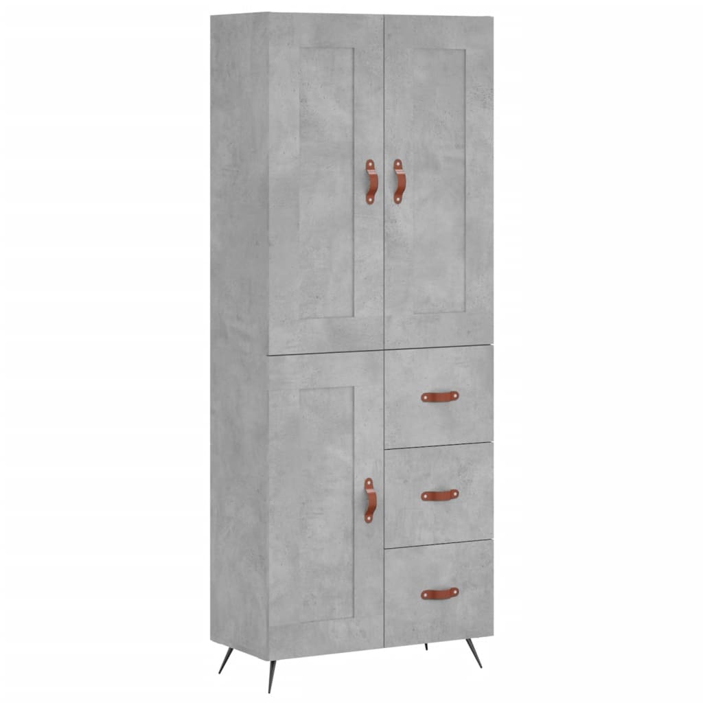 Buffet haut Gris béton 69,5x34x180 cm Bois d'ingénierie - XIOS