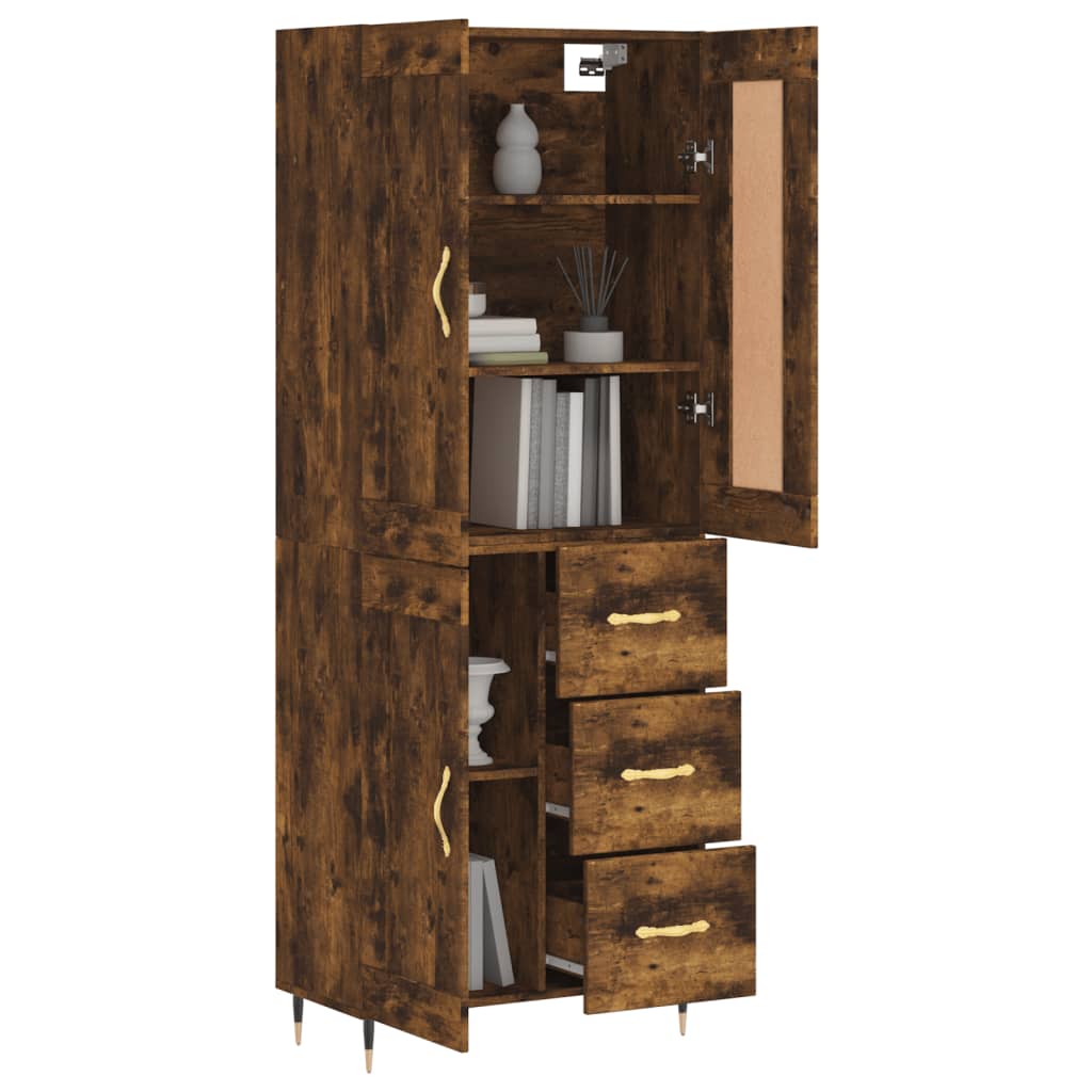 Buffet haut Chêne fumé 69,5x34x180 cm Bois d'ingénierie - XIOS