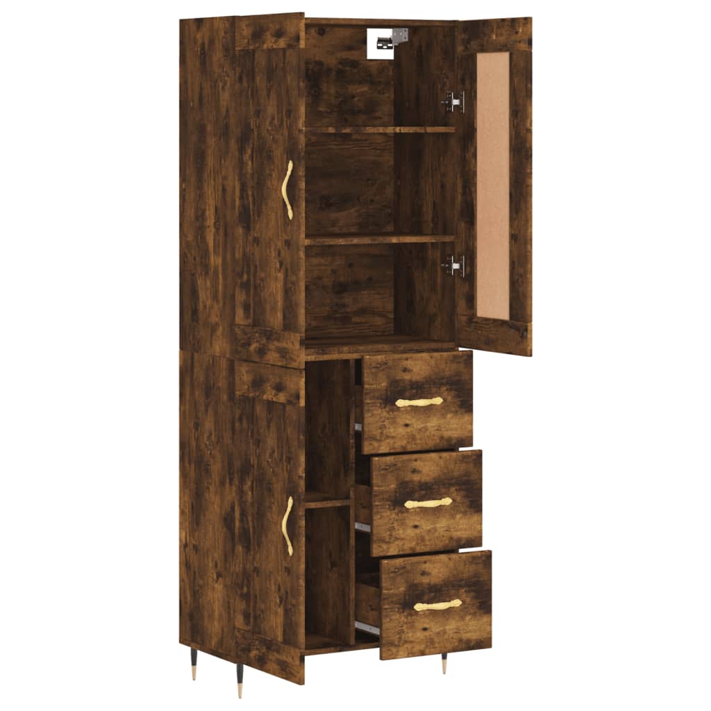 Buffet haut Chêne fumé 69,5x34x180 cm Bois d'ingénierie - XIOS