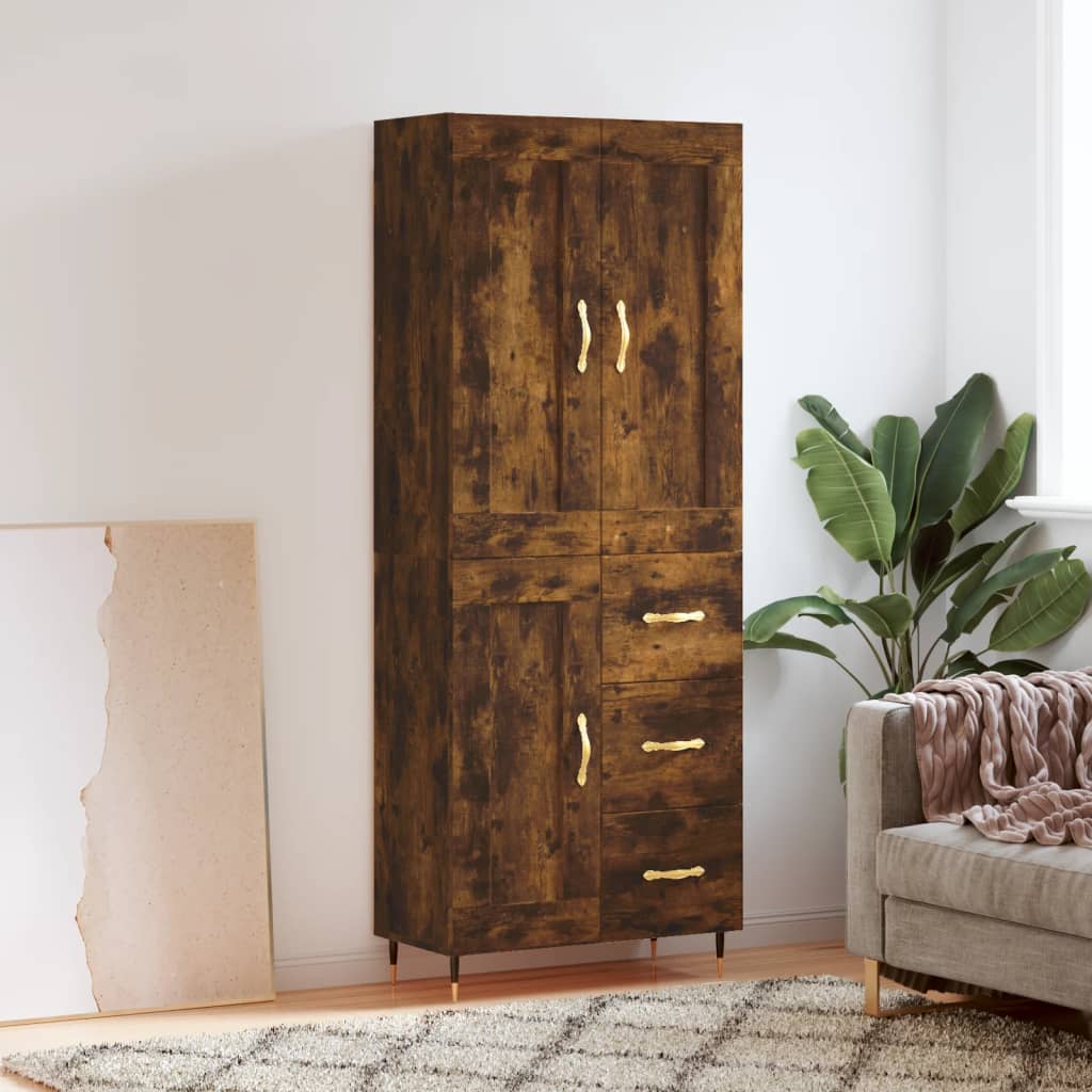 Buffet haut Chêne fumé 69,5x34x180 cm Bois d'ingénierie - XIOS