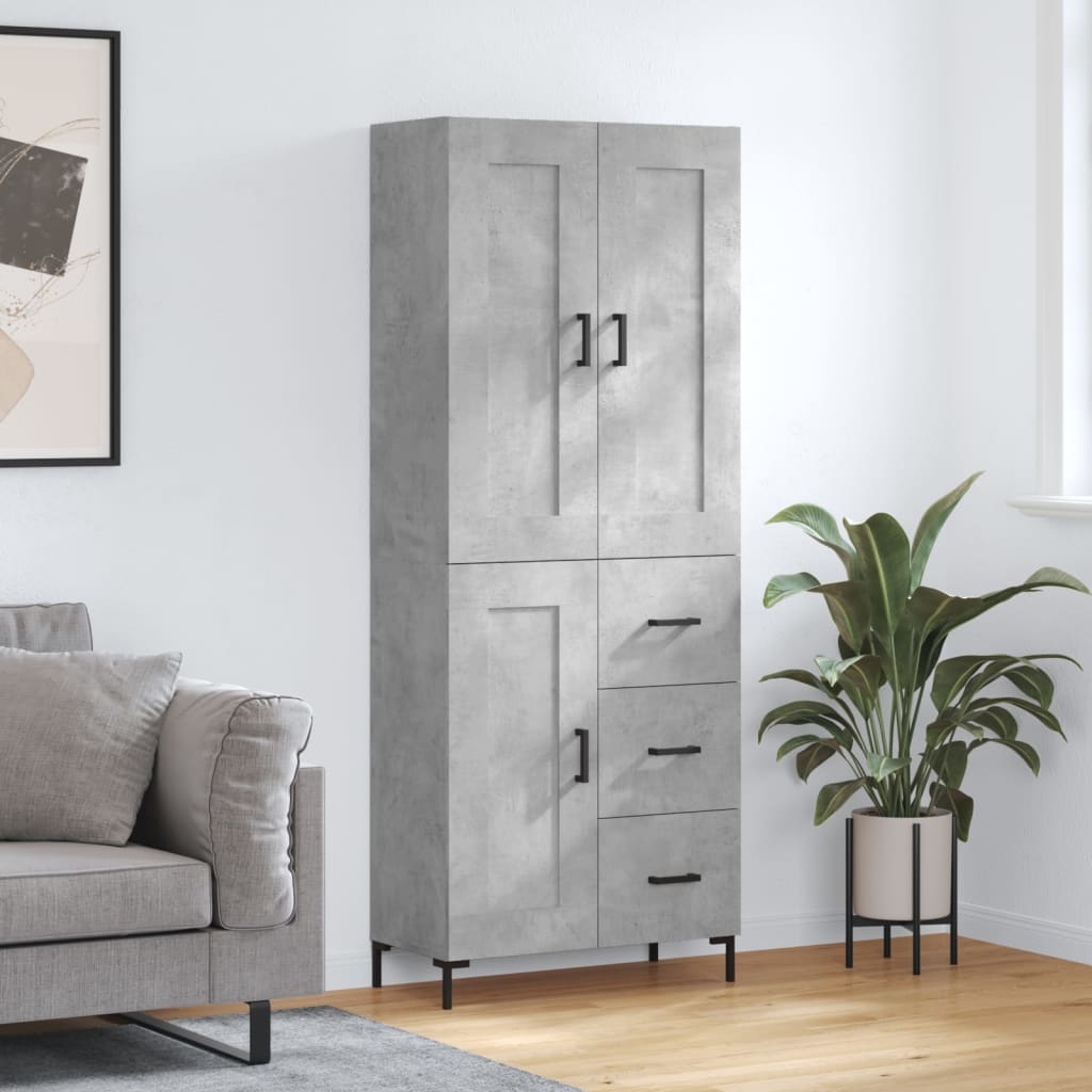 Buffet haut Gris béton 69,5x34x180 cm Bois d'ingénierie - XIOS