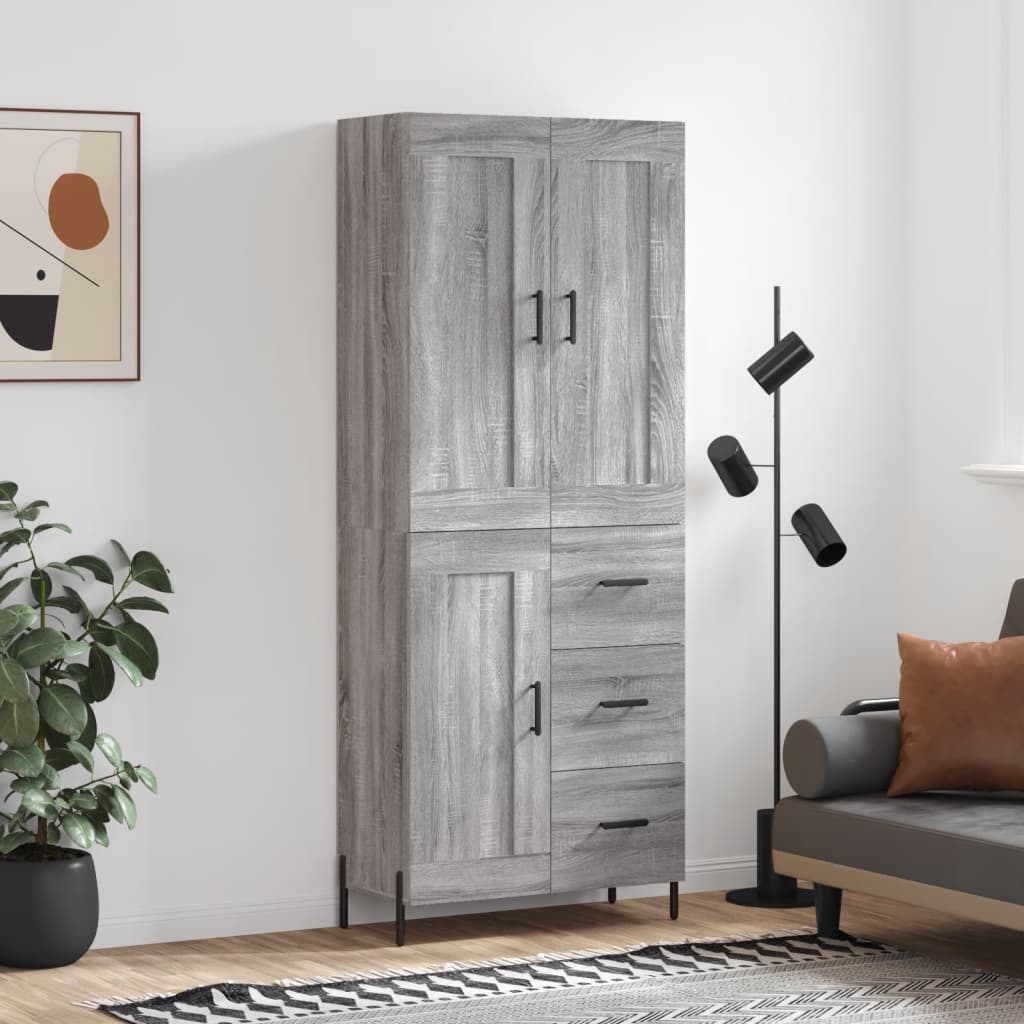 Buffet haut Sonoma gris 69,5x34x180 cm Bois d'ingénierie Buffets & bahuts vidaXL   