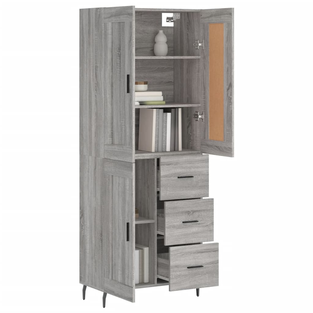 Buffet haut Sonoma gris 69,5x34x180 cm Bois d'ingénierie - XIOS