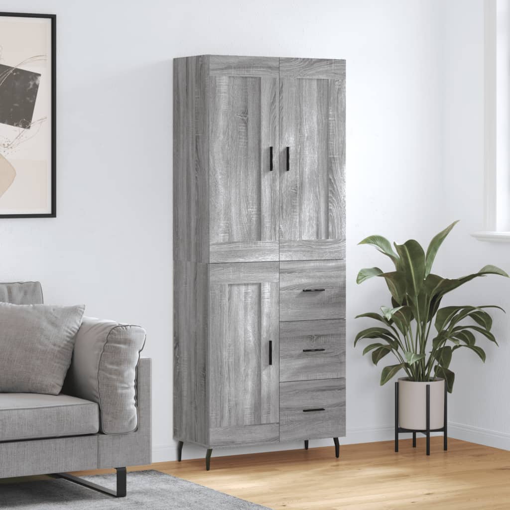Buffet haut Sonoma gris 69,5x34x180 cm Bois d'ingénierie - XIOS