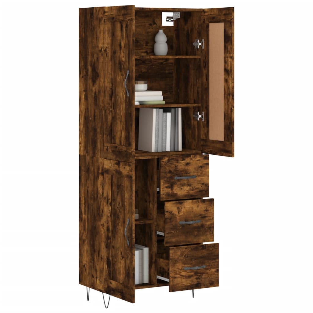 Buffet haut Chêne fumé 69,5x34x180 cm Bois d'ingénierie - XIOS