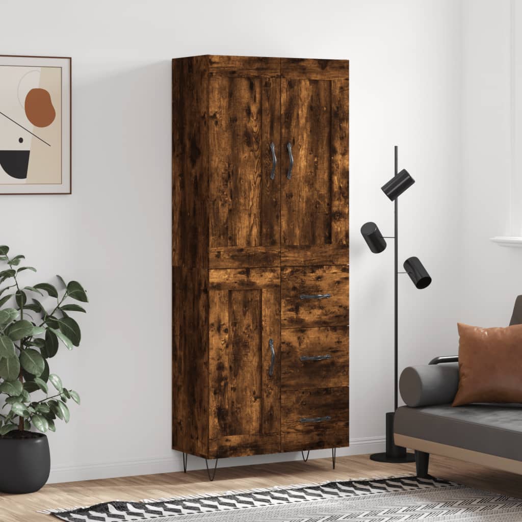 Buffet haut Chêne fumé 69,5x34x180 cm Bois d'ingénierie - XIOS