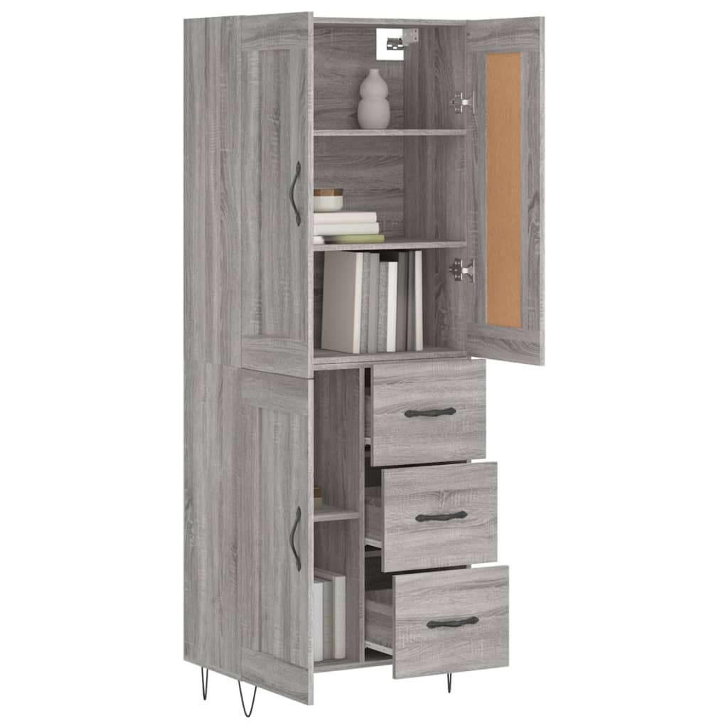 Buffet haut Sonoma gris 69,5x34x180 cm Bois d'ingénierie - XIOS