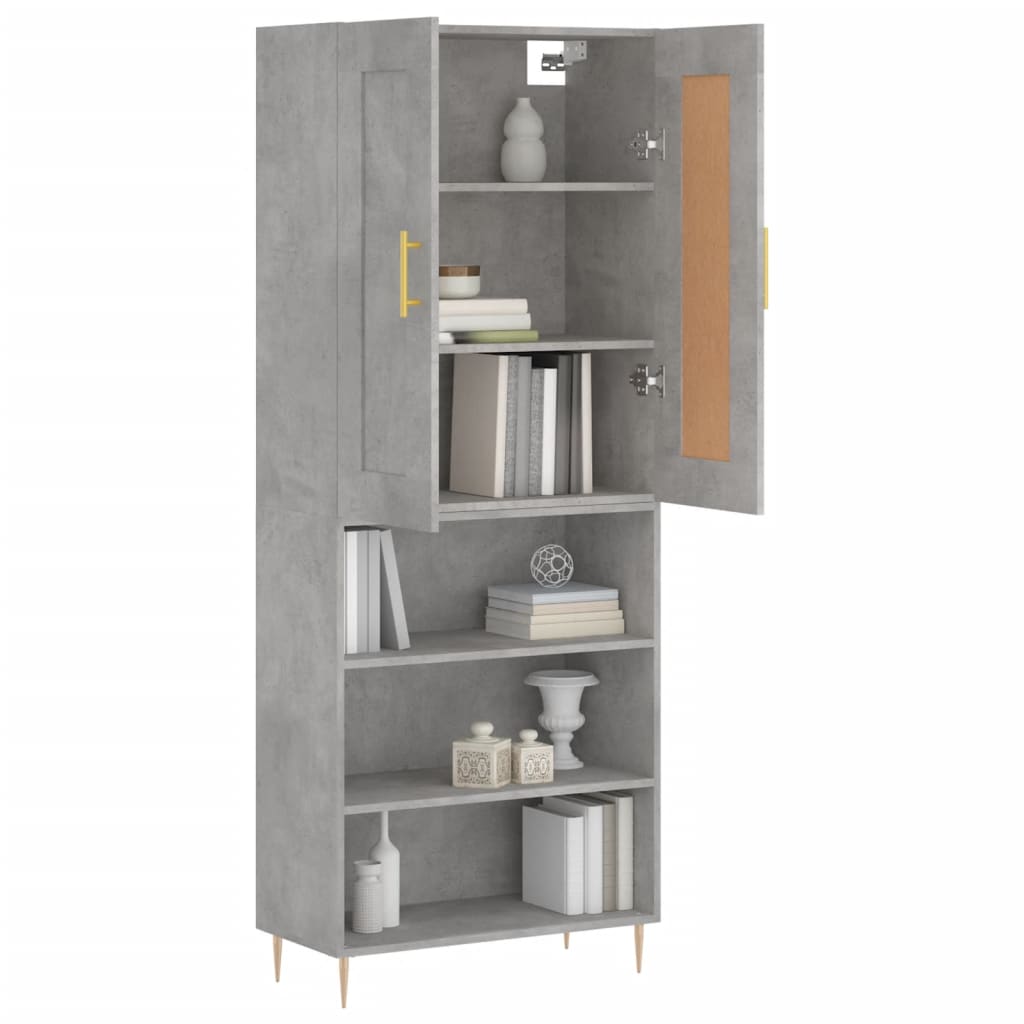 Buffet haut Gris béton 69,5x34x180 cm Bois d'ingénierie - XIOS