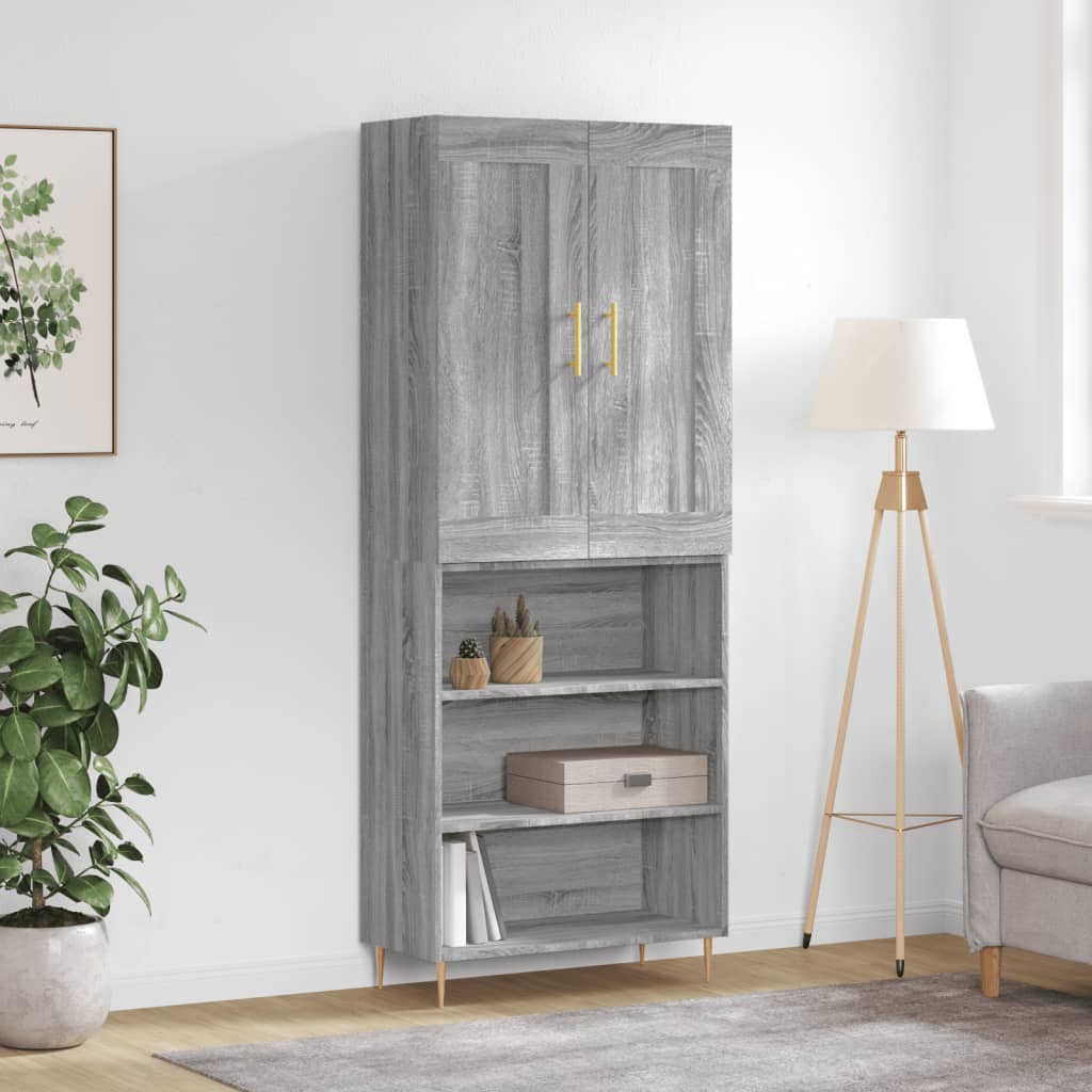 Buffet haut Sonoma gris 69,5x34x180 cm Bois d'ingénierie - XIOS
