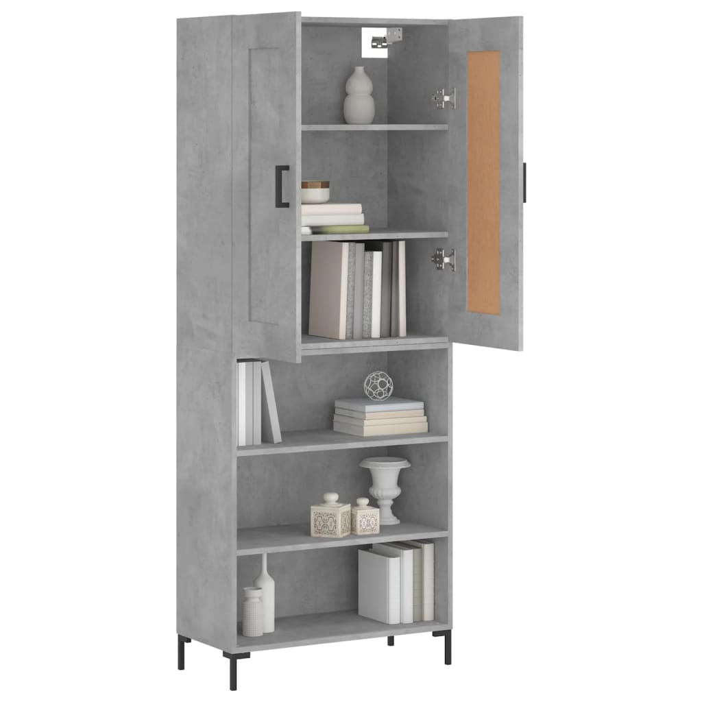 Buffet haut Gris béton 69,5x34x180 cm Bois d'ingénierie - XIOS