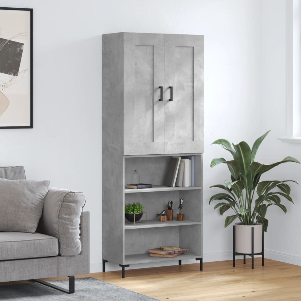 Buffet haut Gris béton 69,5x34x180 cm Bois d'ingénierie - XIOS