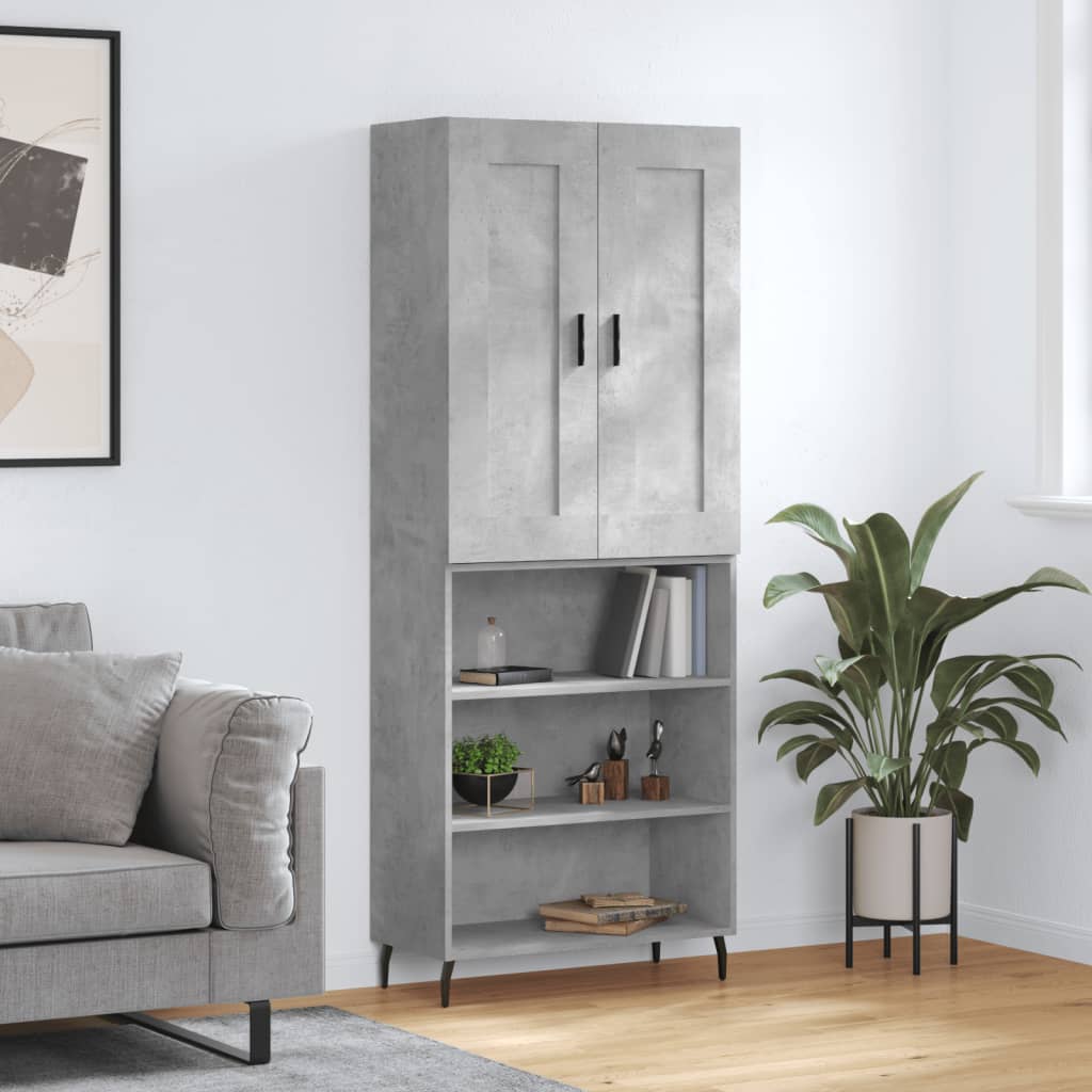 Buffet haut Gris béton 69,5x34x180 cm Bois d'ingénierie - XIOS