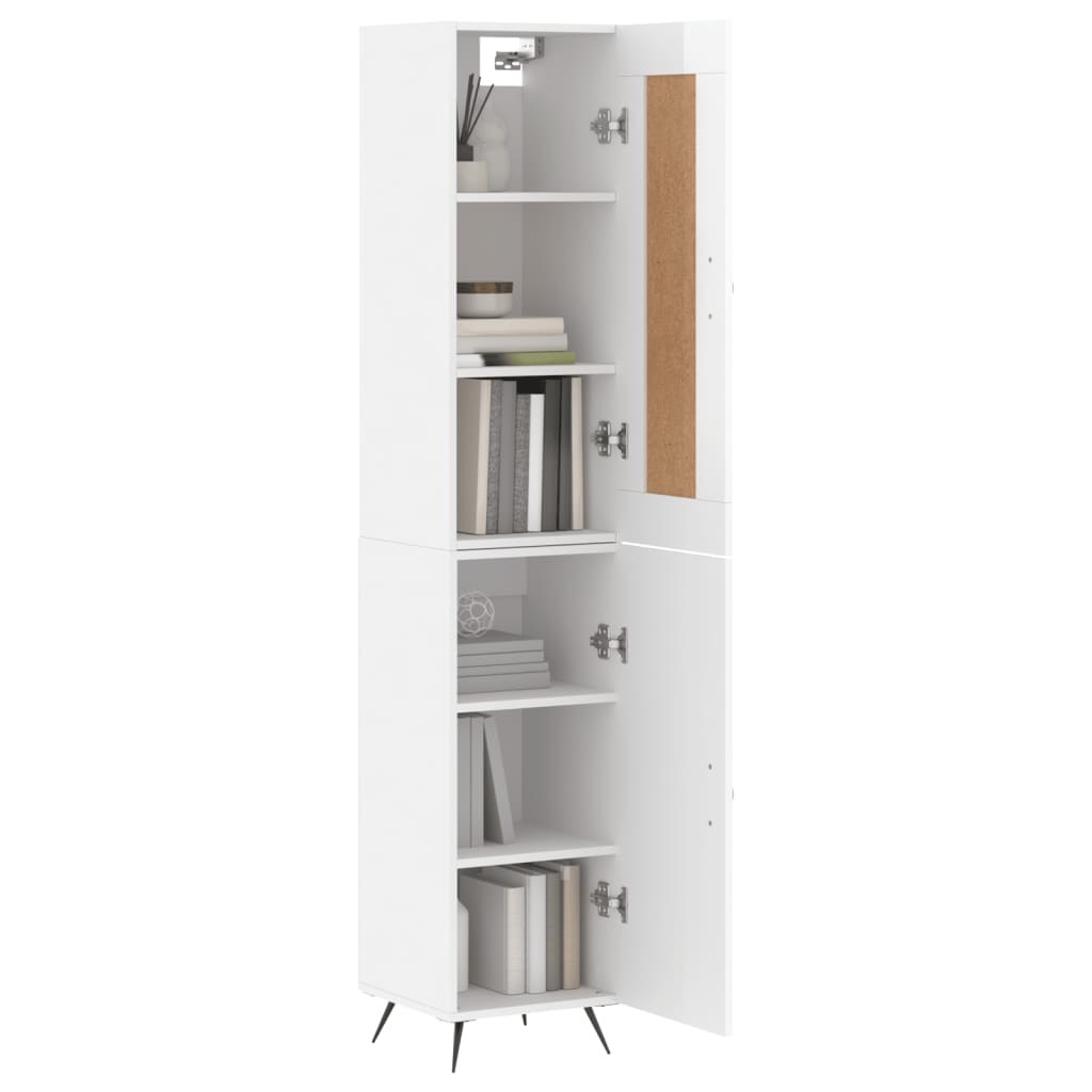 Buffet haut Blanc brillant 34,5x34x180 cm Bois d'ingénierie - XIOS