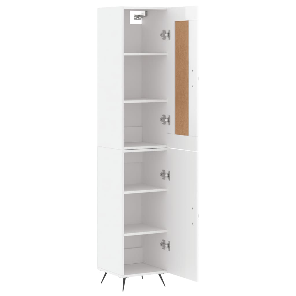 Buffet haut Blanc brillant 34,5x34x180 cm Bois d'ingénierie - XIOS