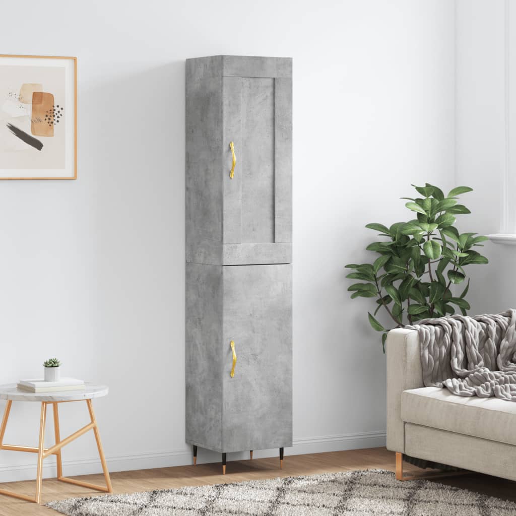 Buffet haut Gris béton 34,5x34x180 cm Bois d'ingénierie - XIOS