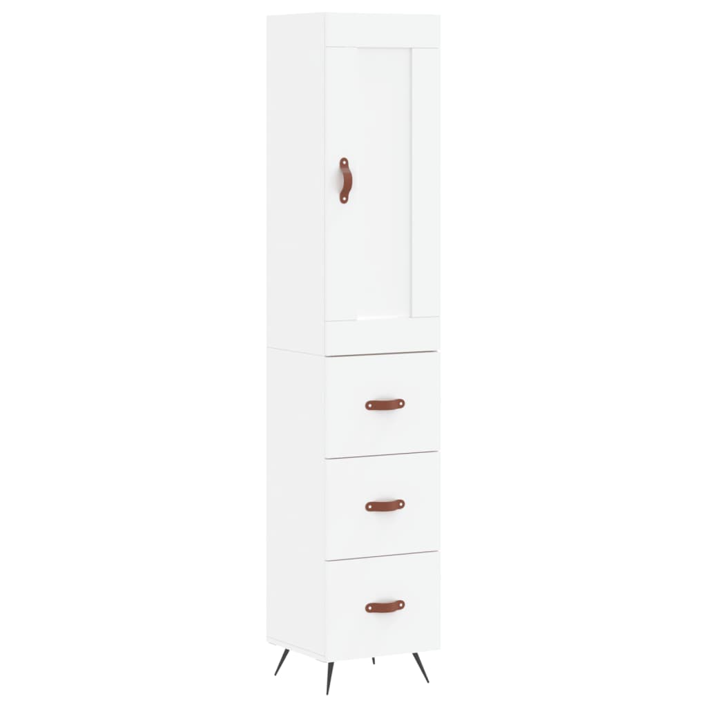 Buffet haut Blanc 34,5x34x180 cm Bois d'ingénierie