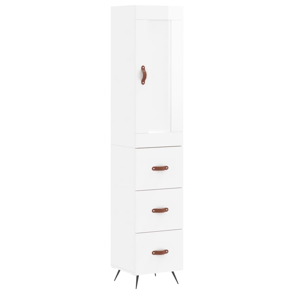 Buffet haut Blanc brillant 34,5x34x180 cm Bois d'ingénierie - XIOS