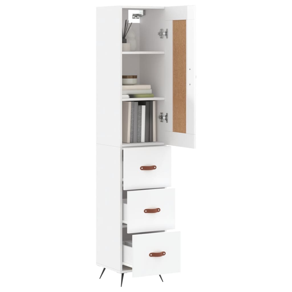 Buffet haut Blanc brillant 34,5x34x180 cm Bois d'ingénierie - XIOS