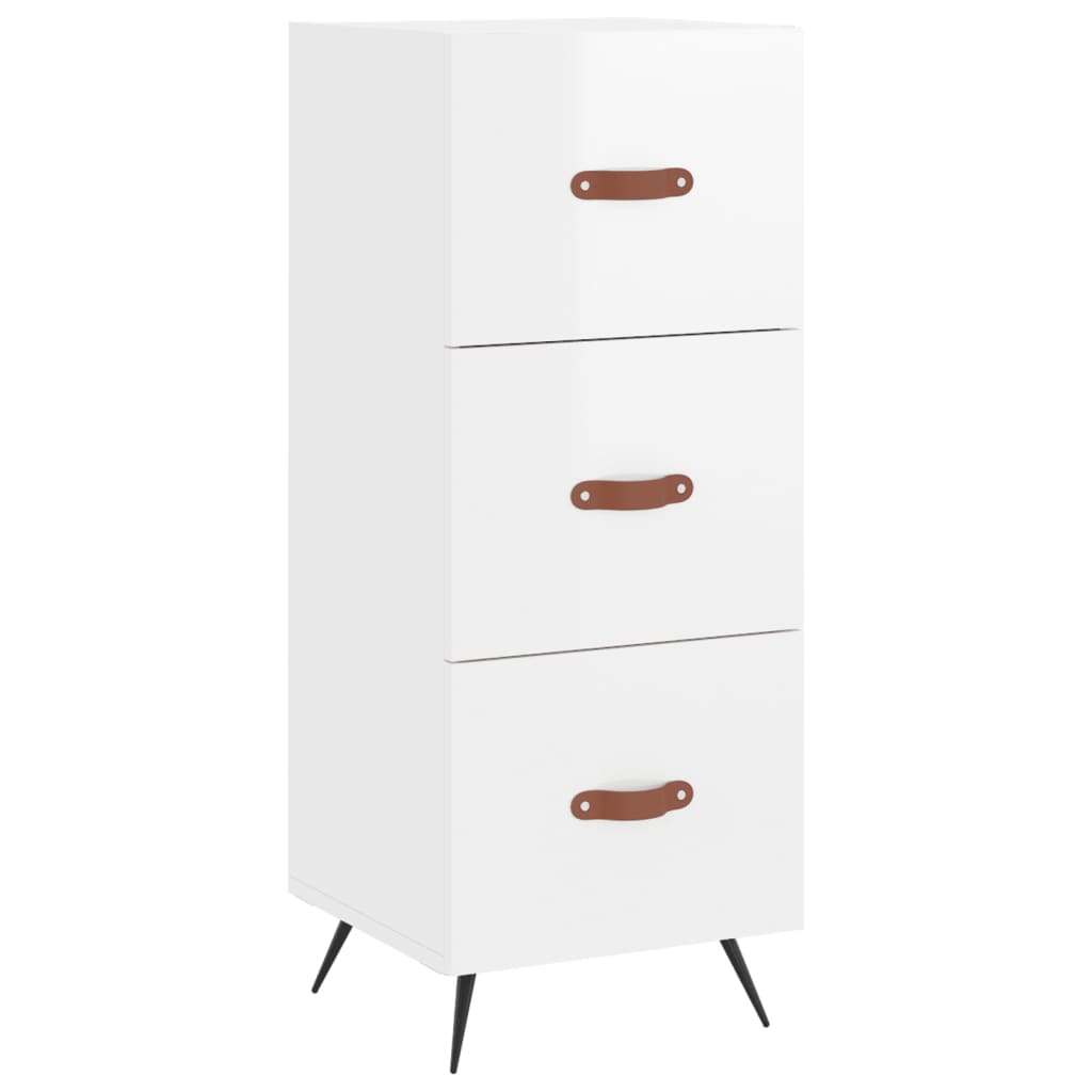 Buffet haut Blanc brillant 34,5x34x180 cm Bois d'ingénierie - XIOS