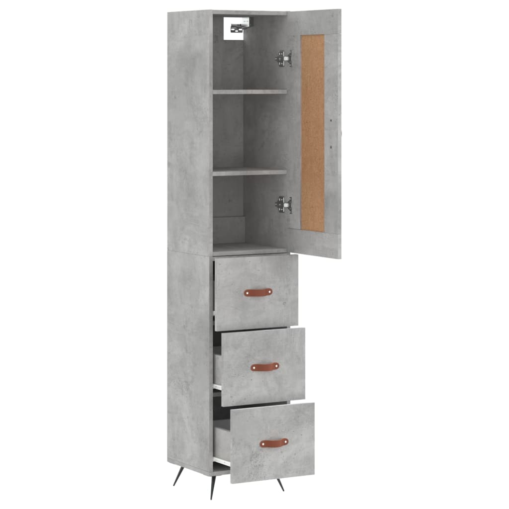 Buffet haut Gris béton 34,5x34x180 cm Bois d'ingénierie - XIOS
