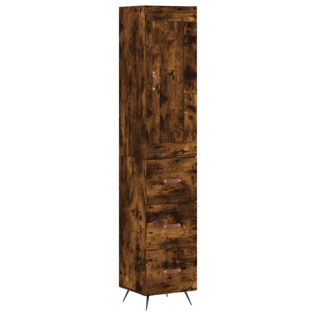Buffet haut Chêne fumé 34,5x34x180 cm Bois d'ingénierie - XIOS