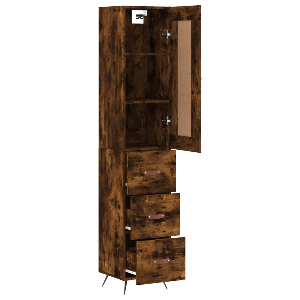 Buffet haut Chêne fumé 34,5x34x180 cm Bois d'ingénierie - XIOS