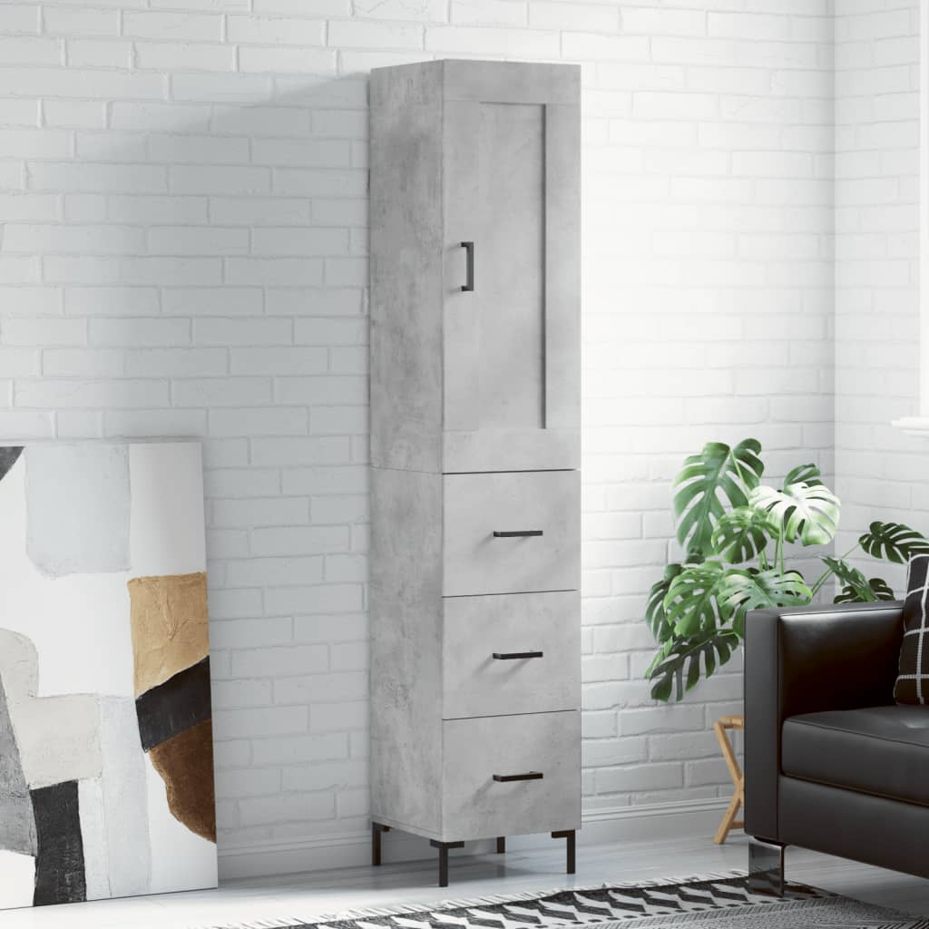Buffet haut Gris béton 34,5x34x180 cm Bois d'ingénierie - XIOS