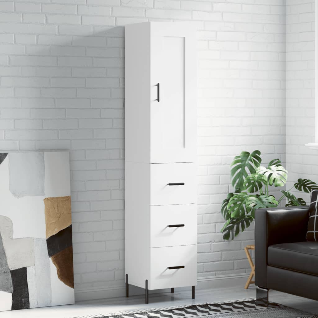Buffet haut Blanc 34,5x34x180 cm Bois d'ingénierie - XIOS