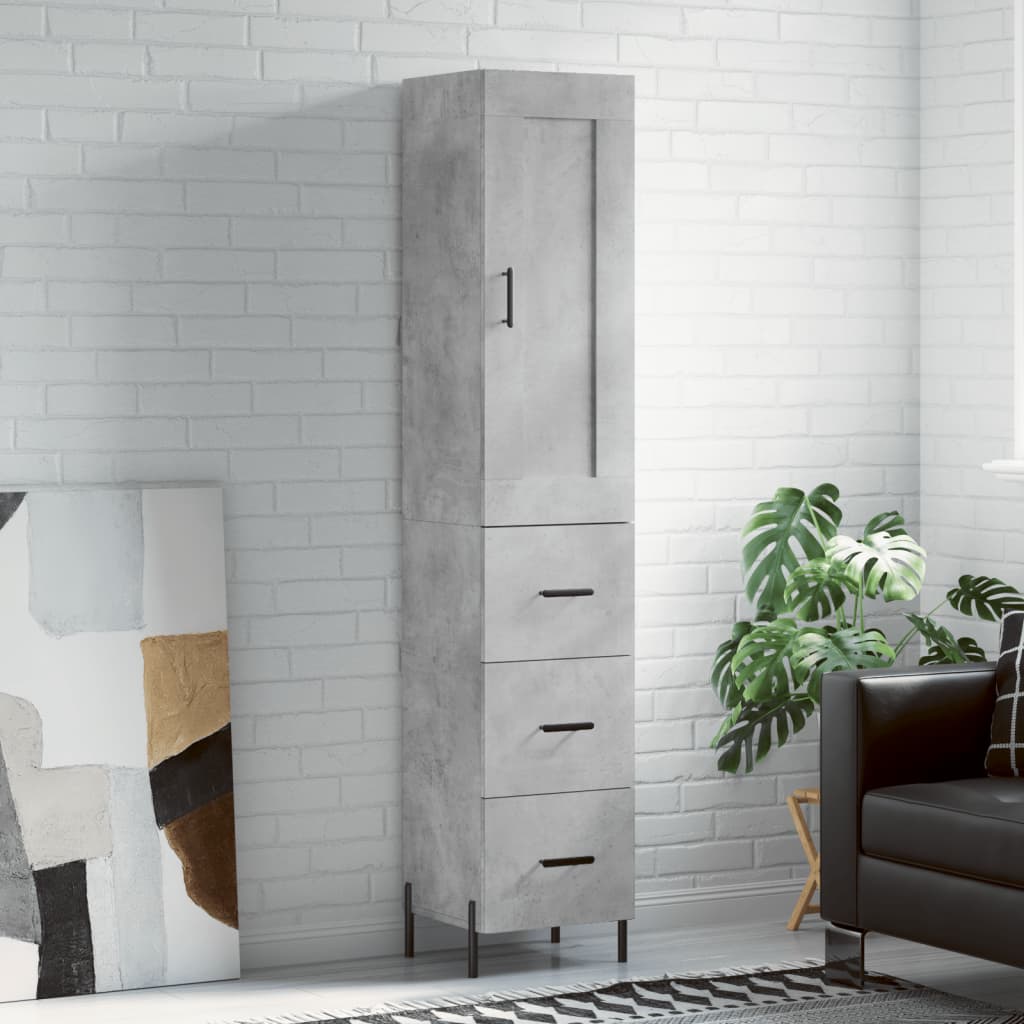 Buffet haut Gris béton 34,5x34x180 cm Bois d'ingénierie - XIOS