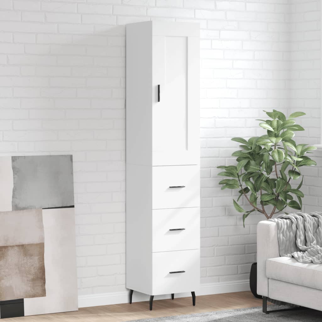 Buffet haut Blanc 34,5x34x180 cm Bois d'ingénierie - XIOS
