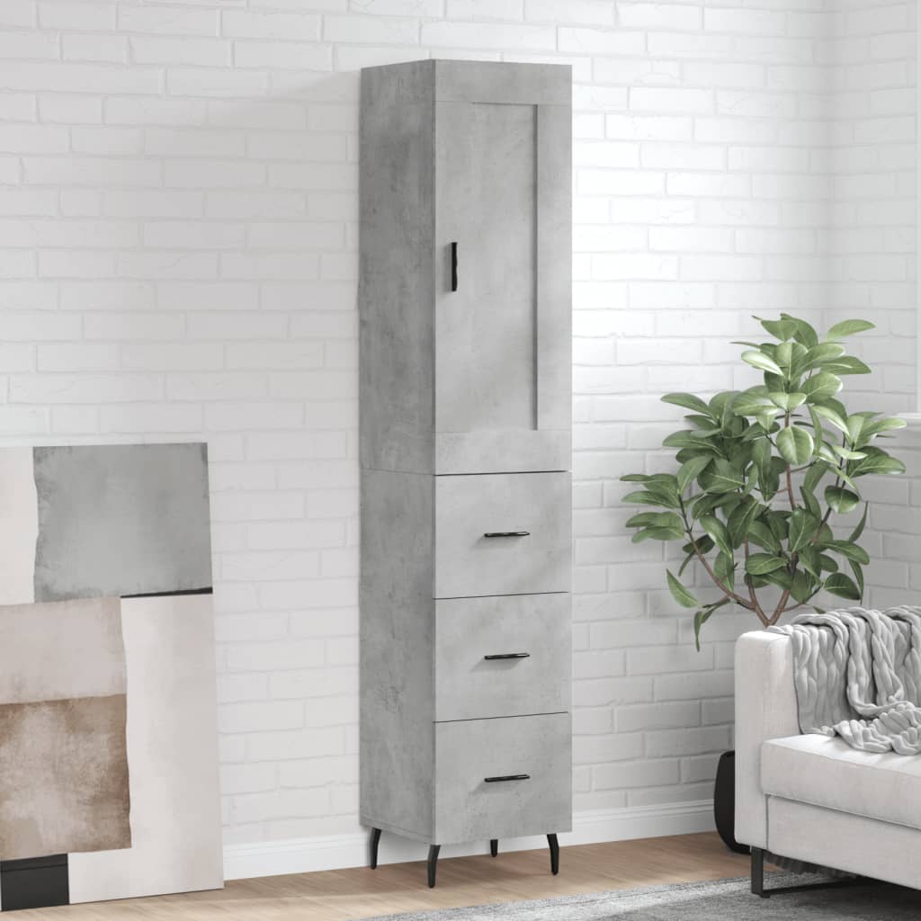 Buffet haut Gris béton 34,5x34x180 cm Bois d'ingénierie - XIOS