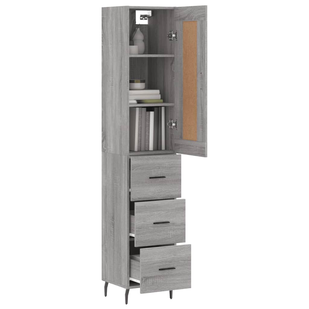 Buffet haut Sonoma gris 34,5x34x180 cm Bois d'ingénierie - XIOS