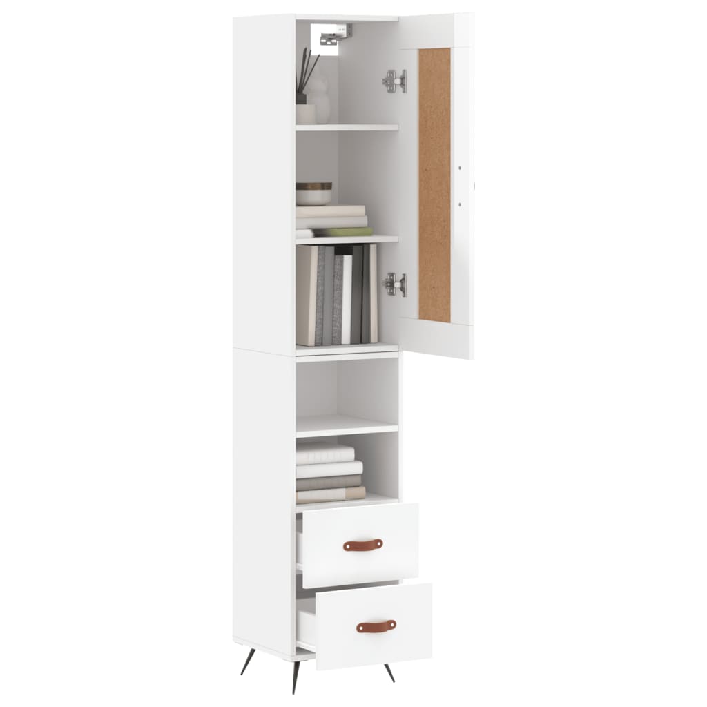 Buffet haut Blanc brillant 34,5x34x180 cm Bois d'ingénierie - XIOS
