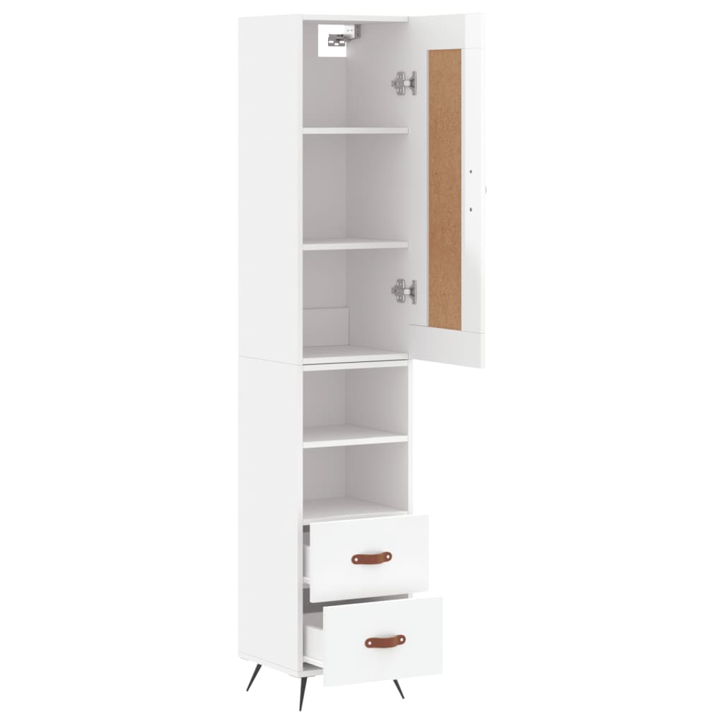 Buffet haut Blanc brillant 34,5x34x180 cm Bois d'ingénierie - XIOS