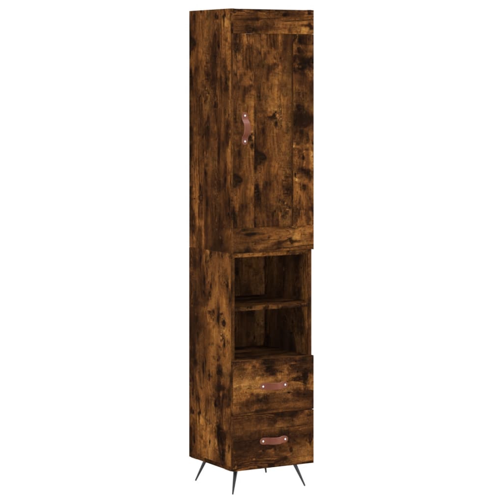 Buffet haut Chêne fumé 34,5x34x180 cm Bois d'ingénierie - XIOS