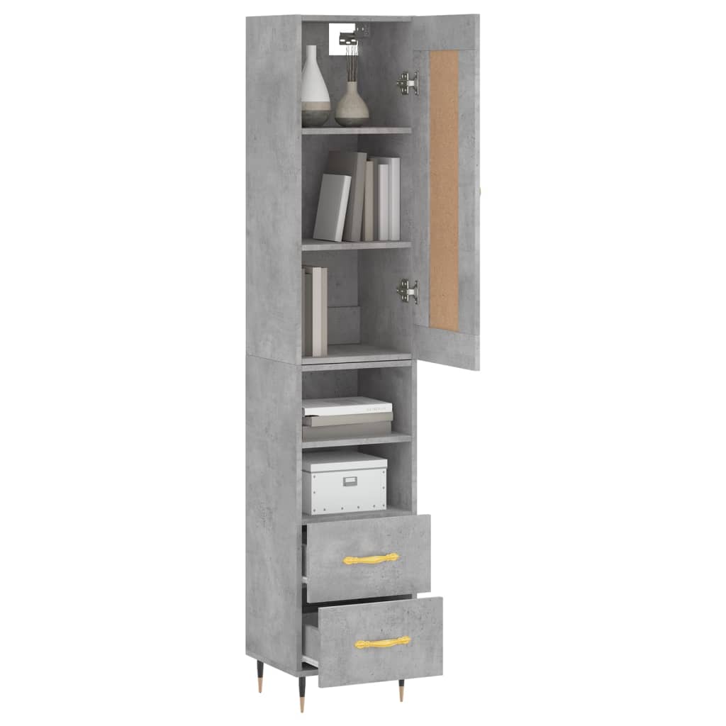 Buffet haut Gris béton 34,5x34x180 cm Bois d'ingénierie - XIOS