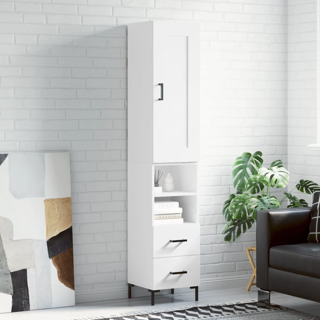 Buffet haut Blanc 34,5x34x180 cm Bois d'ingénierie - XIOS