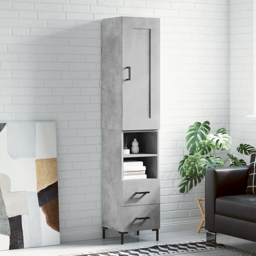 Buffet haut Gris béton 34,5x34x180 cm Bois d'ingénierie - XIOS