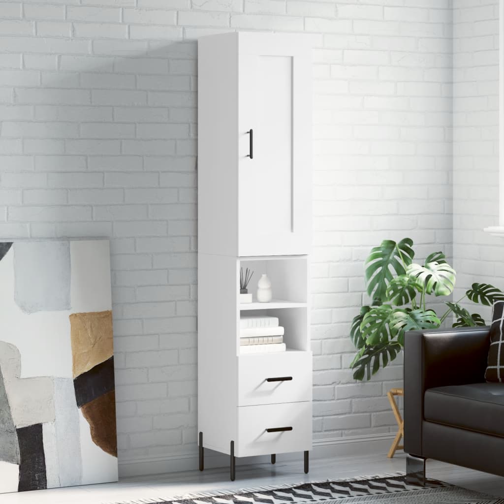 Buffet haut Blanc 34,5x34x180 cm Bois d'ingénierie - XIOS