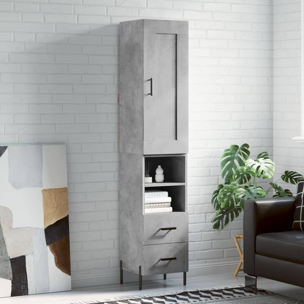 Buffet haut Gris béton 34,5x34x180 cm Bois d'ingénierie - XIOS