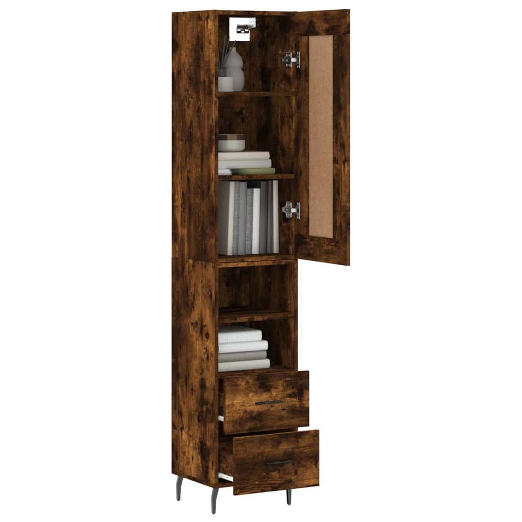 Buffet haut Chêne fumé 34,5x34x180 cm Bois d'ingénierie - XIOS