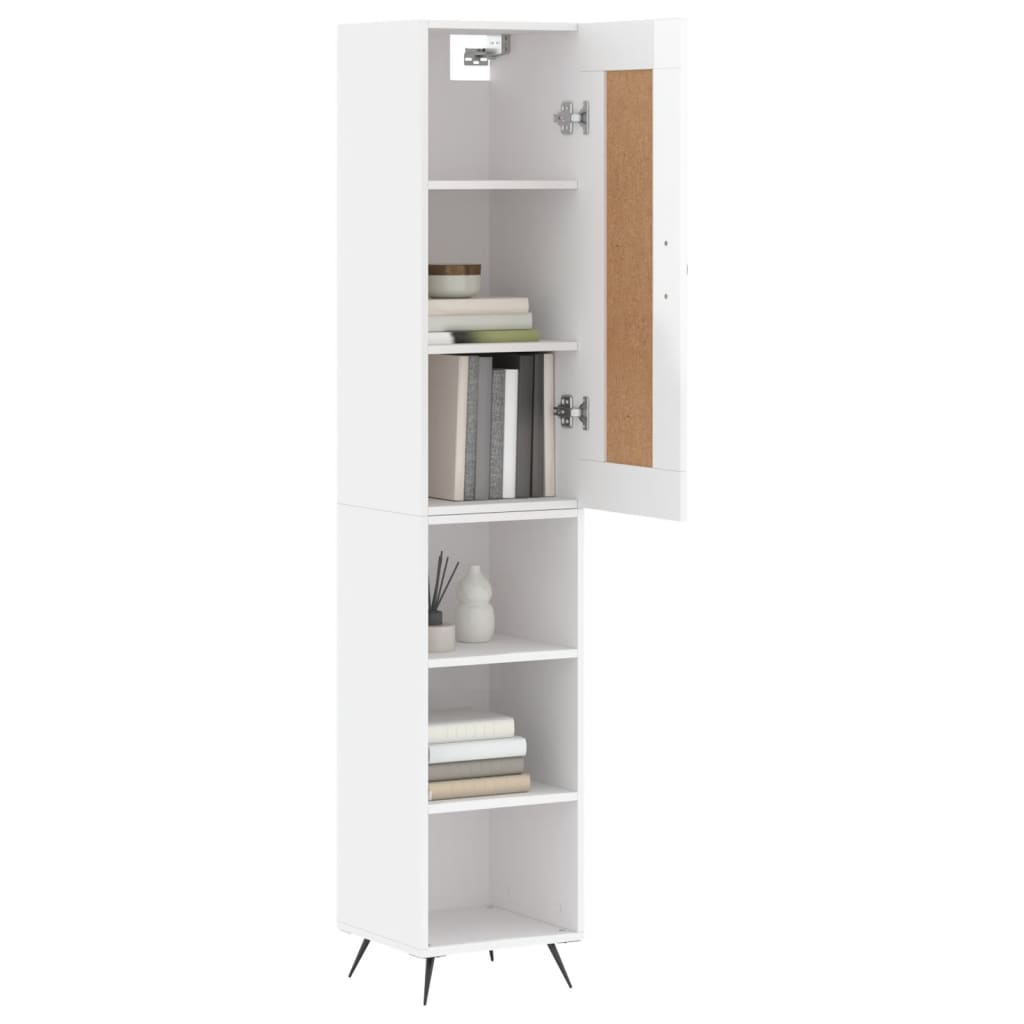 Buffet haut Blanc brillant 34,5x34x180 cm Bois d'ingénierie - XIOS