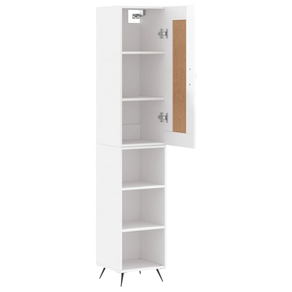 Buffet haut Blanc brillant 34,5x34x180 cm Bois d'ingénierie - XIOS