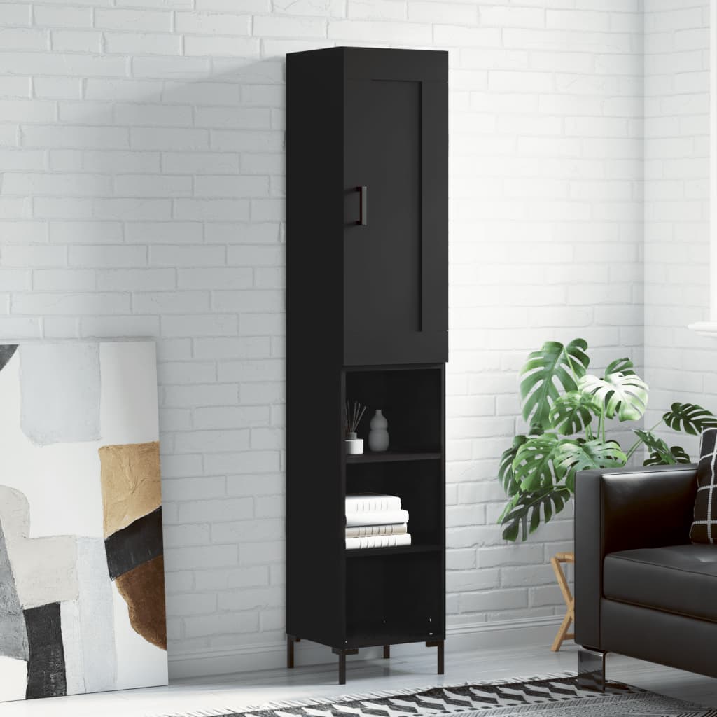 Buffet haut Noir 34,5x34x180 cm Bois d'ingénierie - XIOS