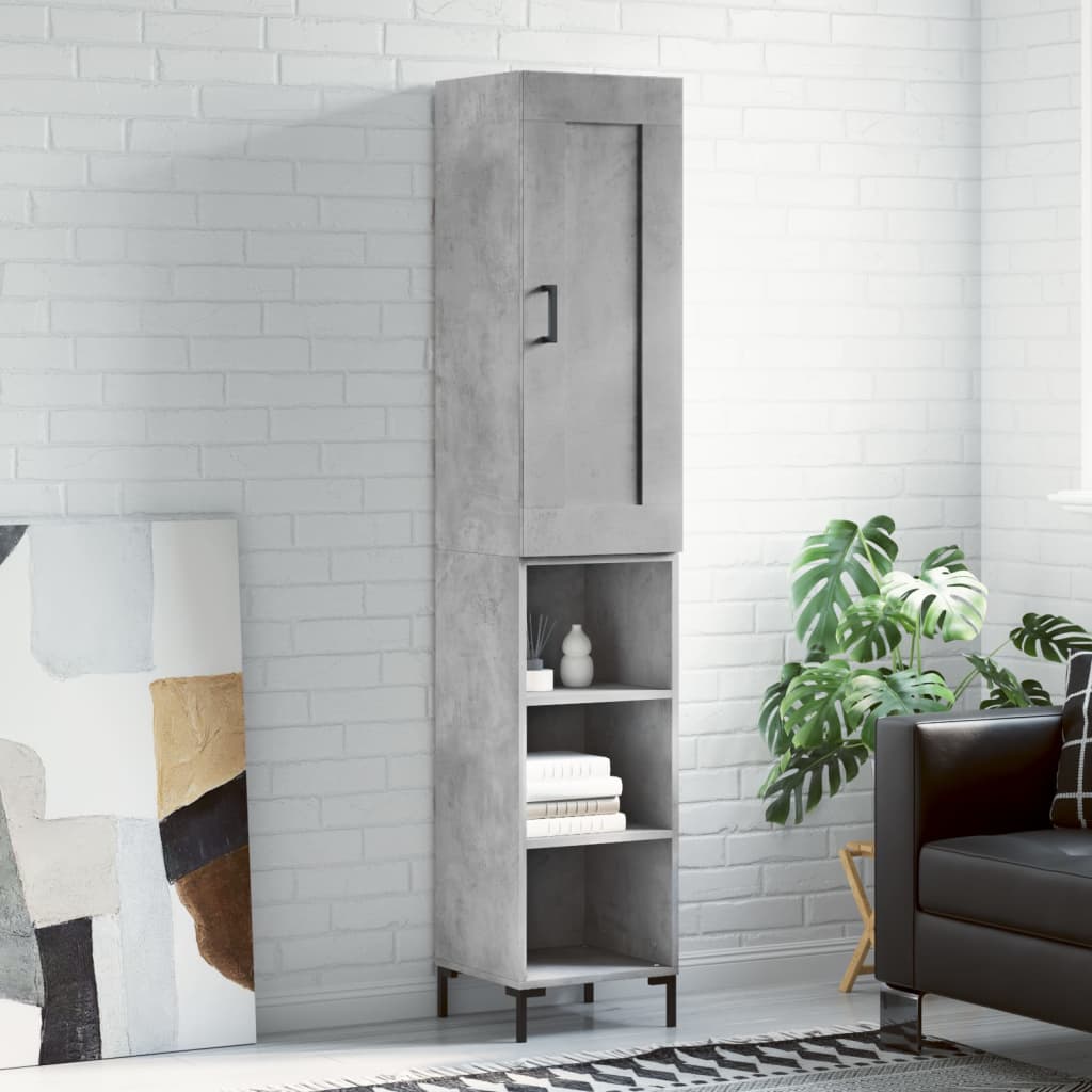 Buffet haut Gris béton 34,5x34x180 cm Bois d'ingénierie - XIOS