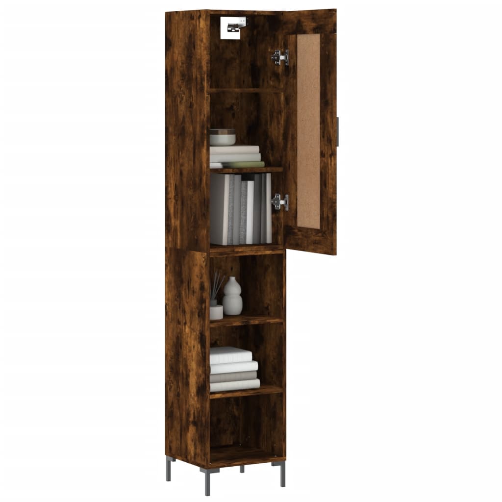 Buffet haut Chêne fumé 34,5x34x180 cm Bois d'ingénierie - XIOS