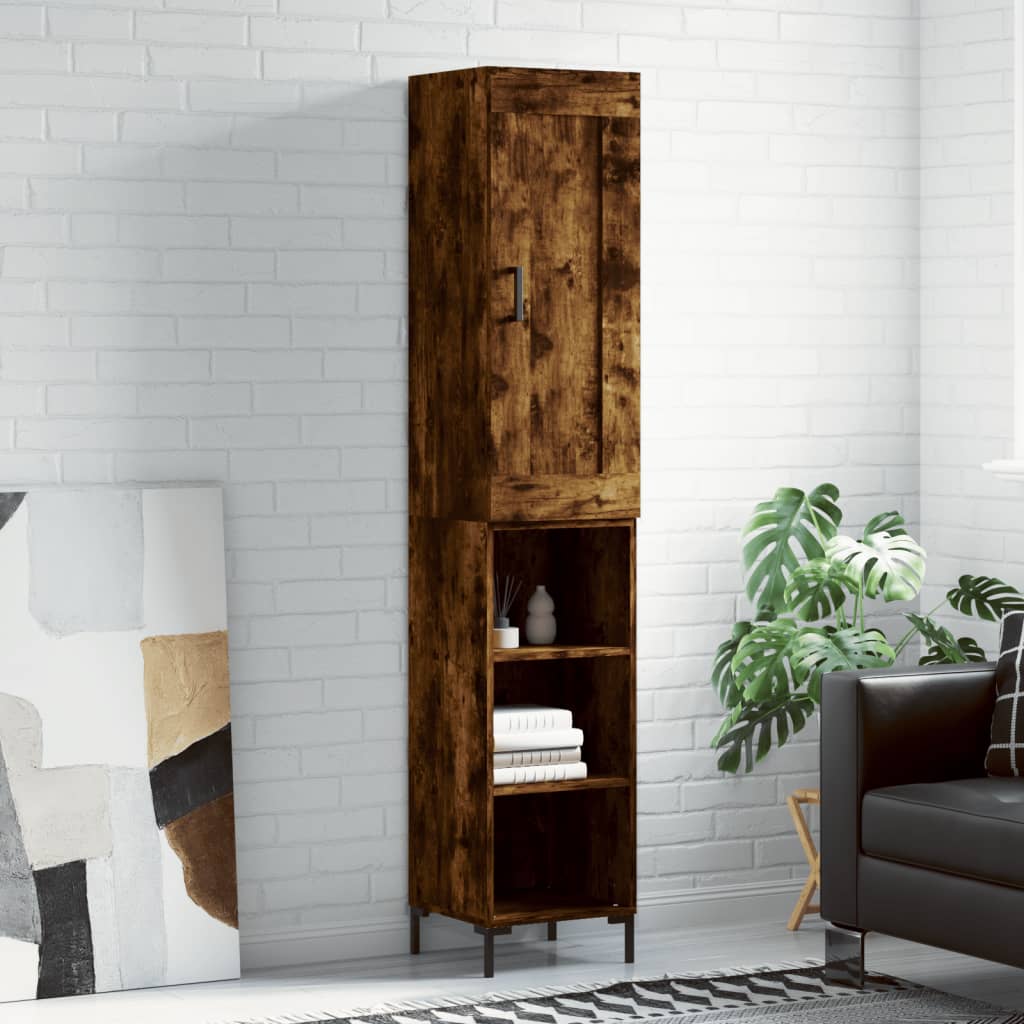 Buffet haut Chêne fumé 34,5x34x180 cm Bois d'ingénierie - XIOS