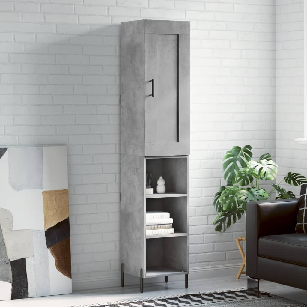 Buffet haut Gris béton 34,5x34x180 cm Bois d'ingénierie - XIOS